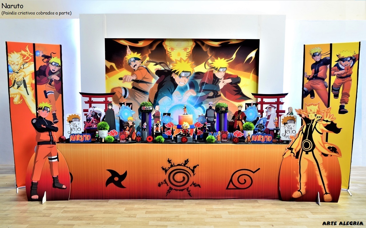 Quadros Decorativos Naruto - 4 unidades - Alegra Festa - Artigos para Festas